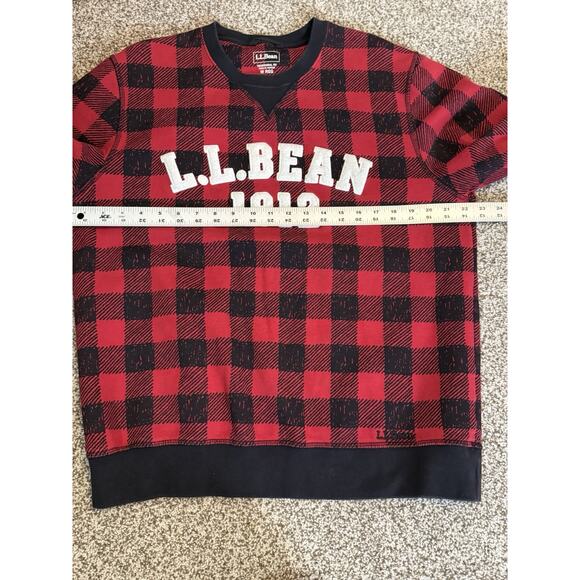 L.L. Bean Men’s Red & Black Check Embossed Fleece Logo Medium - Picture 5 of 7